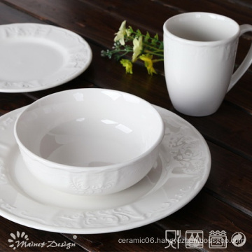 16PCS Embossed Ceramic Porcelain Dinner Set